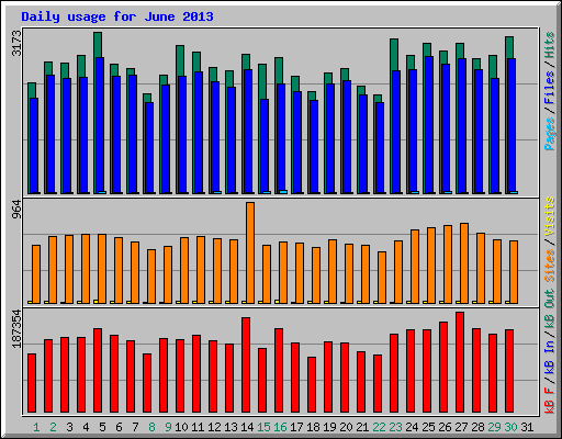 Daily usage for June 2013